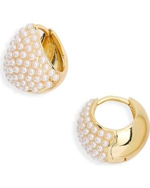 Nordstrom Rack Demi Fine Faux Pearl Huggie Hoop Earrings - Metallic