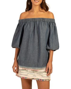 Trina Turk Monte Off The Shoulder Top - Gray