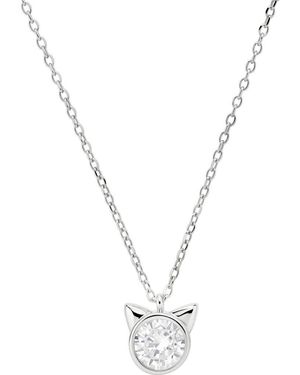 Queen Jewels Sterling Cubic Zirconia Cat Pendant Necklace - Metallic