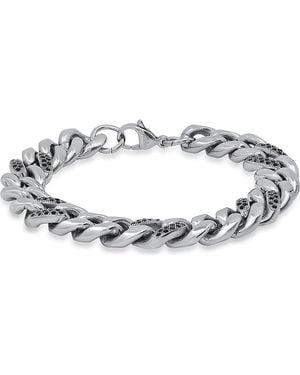 HMY Jewelry Stainless Steel Curb Chain Bracelet - Metallic