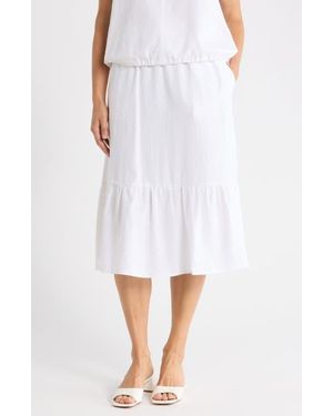 DKNY Linen Blend Midi Skirt - White
