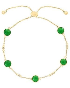 Effy 14K Bezel Set Jade & Sapphire Station Adjustable Slide Bracelet - Green