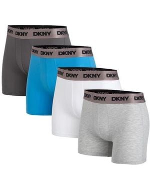 DKNY Cotton Stretch Pack Of 4 Boxer Briefs - Blue