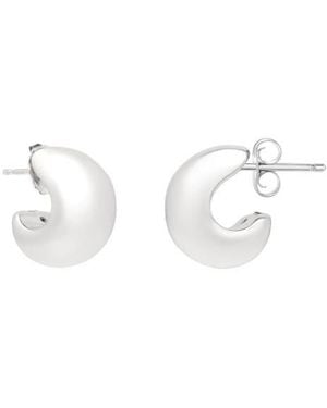 KARAT RUSH Rhodium Plated Sterling Puffed Three-Quarter Hoop Earrings - Multicolor