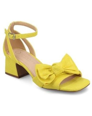 Journee Collection Zevi Bow Block Heel Sandal - Yellow