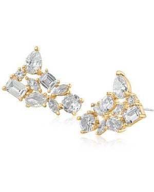 CZ by Kenneth Jay Lane Mixed Cubic Zirconia Cluster Stud Earrings - Metallic