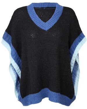 Saachi Striped V-Neck Sweater - Blue