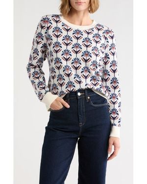 Adrianna Papell Floral Jacquard Crewneck Sweater - Multicolor