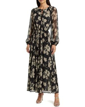 Mila + Mate Floral Long Sleeve Maxi Dress - Black