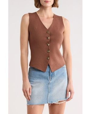 Blu Pepper Button-Up Vest - Brown