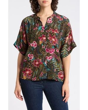 Tahari Split Neck Shirt - Red