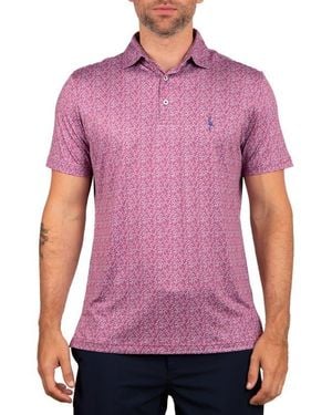Tailorbyrd Performance Ditzy Print Polo - Purple