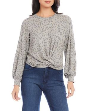 Karen Kane Drape Front Top - Gray