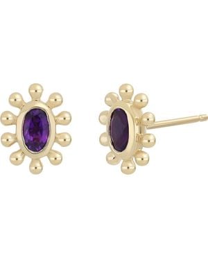 Bony Levy 14K Amethyst Oval Stud Earrings - Metallic
