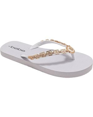 Bebe Lion Charm Thong Flip Flop - White