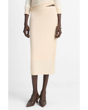 Vince Cotton Midi Skirt - Natural