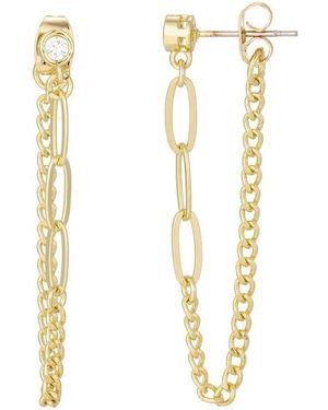 Adornia Cubic Zirconia Paper Clip Drop Front/Back Earrings - Metallic
