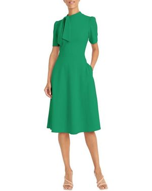 Maggy London Short Sleeve Necktie Midi Dress - Green