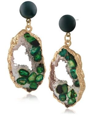 Jardin Faux Stone Resin Drop Earrings - Green