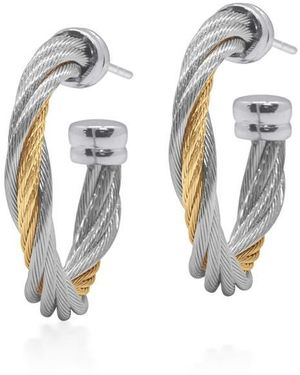 Alor Two-Tone Twisted Cable Hoop Earrings - White