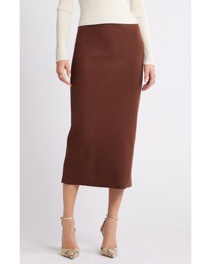 Open Edit Luxe Sculpt Maxi Skirt - Brown