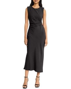 Donna Morgan Side Ruched Strapless Midi Dress - Black