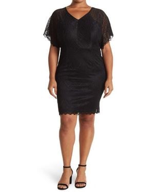 Love By Design Jeanne V-Neck Lace Dolman Dress - Black