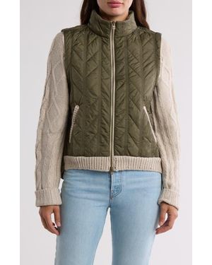 Democracy Mock Neck Quilted Two-Fer Jacket - Multicolor