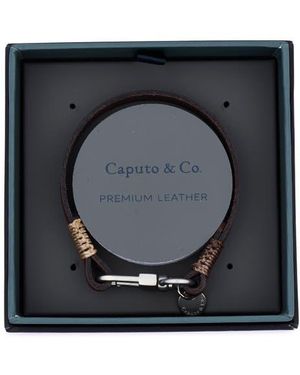 Caputo & Co. Embossed Multistripe Leather Bracelet - Black