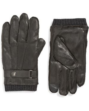 Brooks Brothers Belted Leather Gloves - Black