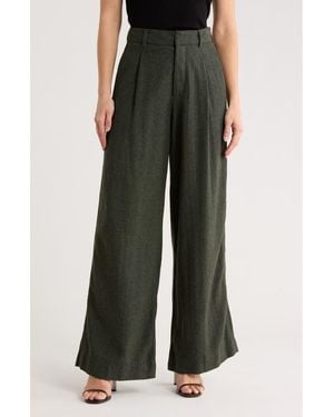 DL1961 Hepburn Pleated Wool Blend Pants - Black