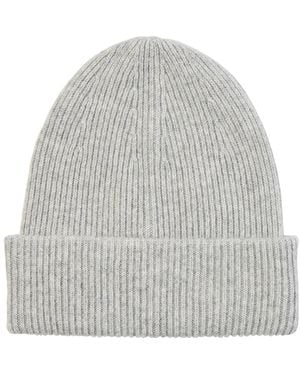 Amicale Ribbed Cashmere Double Cuff Beanie - Gray