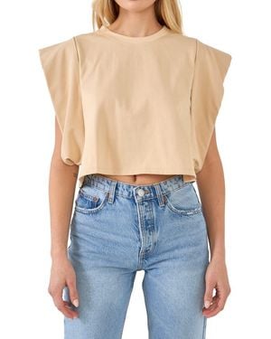 Endless Rose Drop Shoulder Crop Top - Blue