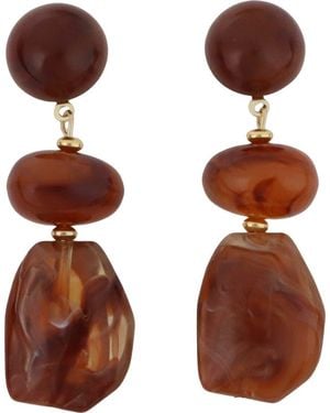 Panacea Resin Organic Linear Drop Earrings - Brown