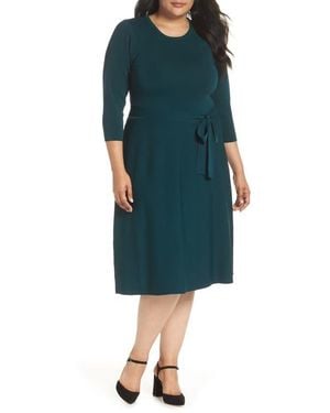 Eliza J Fit & Flare Sweater Dress - Green