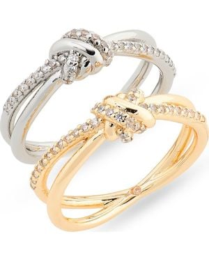 Nordstrom Rack 2-Pack Cubic Zirconia Knotted Rings - Metallic