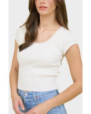 Blu Pepper Bow Tie Knit Top - White