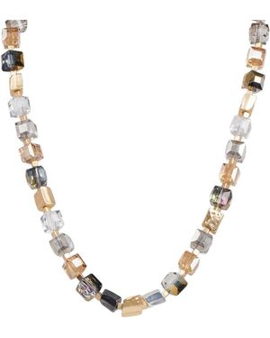 Saachi Faceted Beaded & Stone Necklace - Metallic