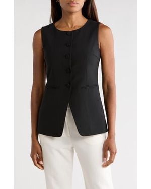 Rebecca Taylor Refined Suiting Button Front Vest - Black