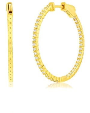 Suzy Levian Rose Cubic Zirconia Hoop Earrings - Yellow