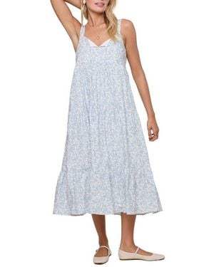 Wishlist Flroal Tiered Midi Dress - White