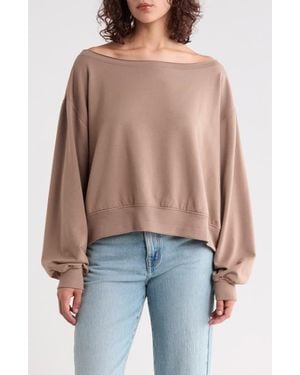 Abound Loved Fleece Off The Shoulder Sweatshirt - Blue