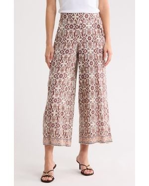 Max Studio Wide Leg Pull-On Crop Pants - Pink
