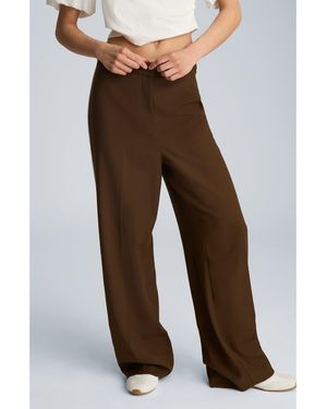 Kenneth Cole Side Stripe Wide Leg Pants - Brown
