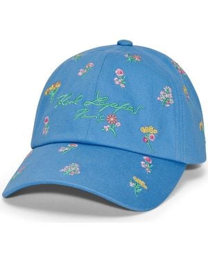KARL LAGERFELD Karl's Garden Embroidered Baseball Cap - Blue