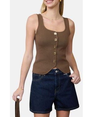Blu Pepper Buttoned Sweater Tank - Blue