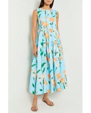 Misook Floral Sleeveless Print Sundress - Blue