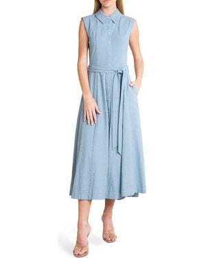 FREEMARKET Pinstripe Midi Dress - Blue
