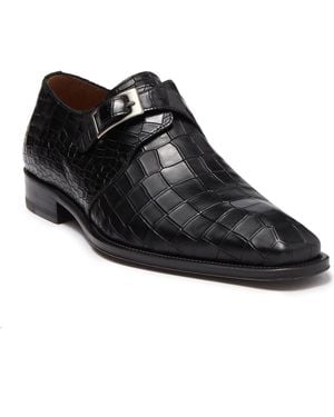 Mezlan Croc Embossed Monk Strap Dress Shoe - Black