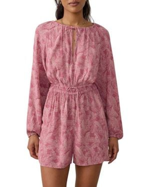Faherty Kai Long Sleeve Romper - Red